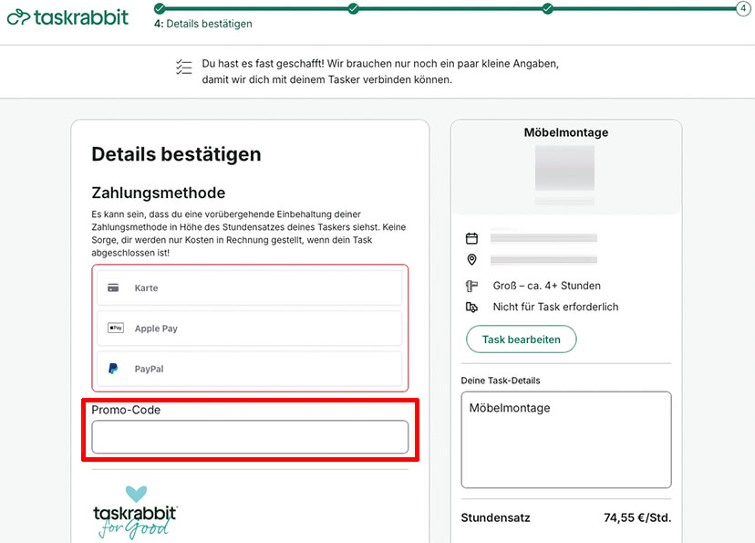 Wo löse ich den TaskRabbit Promo Code ein Wo löse ich den TaskRabbit Promo Code ein